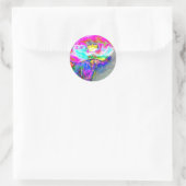 Sticker Rond Pavot rose, aquarelle peinture florale (Sac)