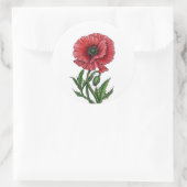 Sticker Rond Pavot rouge, aquarelle et encre (Sac)