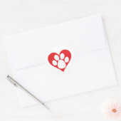 Sticker Rond Paw Chien Coeur (foncé) (Enveloppe)
