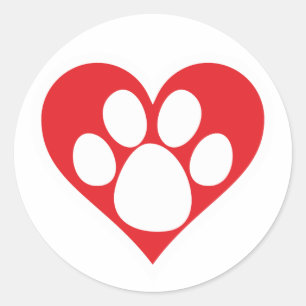 Sticker Rond Paw Chien Coeur (Sombre)