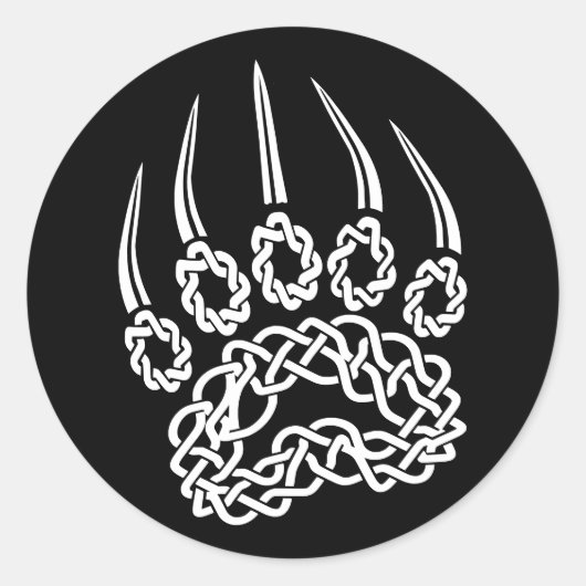 Sticker Rond Paw d'ours blanc tribal (Devant)