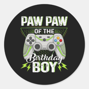 Sticker Rond Paw Of The B day Boy Gamer Boy Game Vidéo Magnifiq