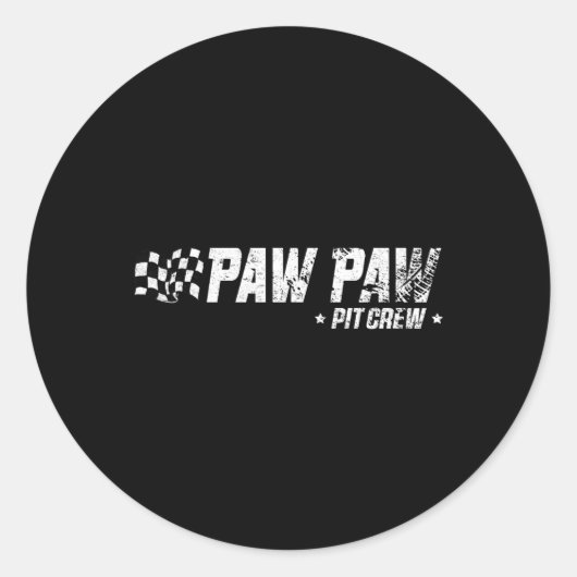 Sticker Rond Paw Paw T Crew Race Car Birthday Family Racing (Devant)