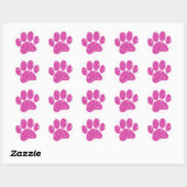 Sticker Rond Pawprint de chien de Parties scintillant rose (Feuille)