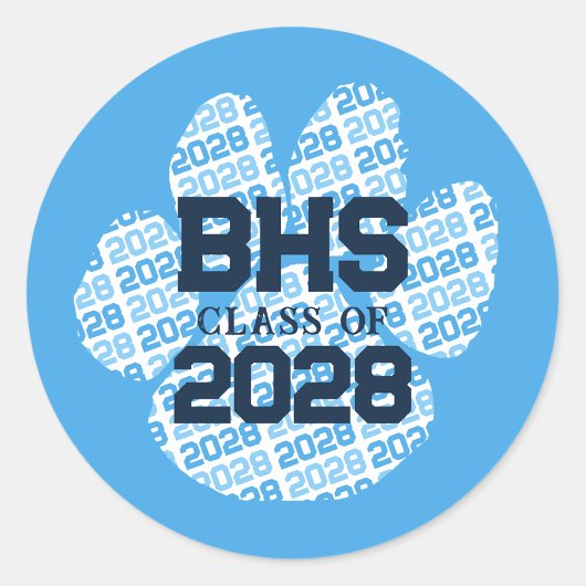 Sticker Rond Pawprint de fin d'études de l'année initiale de l'