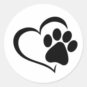 Sticker Rond PawPrint et Heart Design