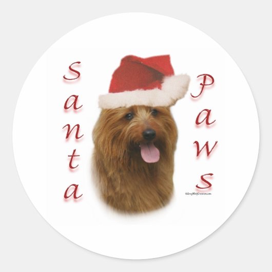 Sticker Rond Paws de Terrier Père Noël (Devant)