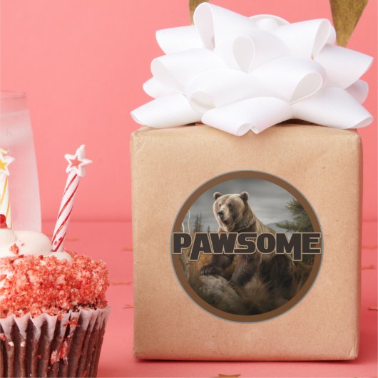 Sticker Rond Pawsome (Fête)