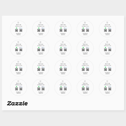 Sticker Rond Paypal Cashapp numérisation pour payer QR ajouter  (Feuille)