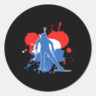 Sticker Rond Pays-Bas Drapeau Biathlonist - Biathlon néerlandai