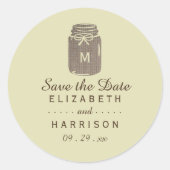 Sticker Rond Pays Burlap Mason Jar Mariage (Devant)