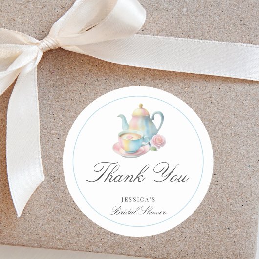 Sticker Rond Pays Chic Fête des mariées de thé nuptiale Merci