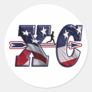 STICKER ROND PAYS CROISÉ XC USA DRAPEAU