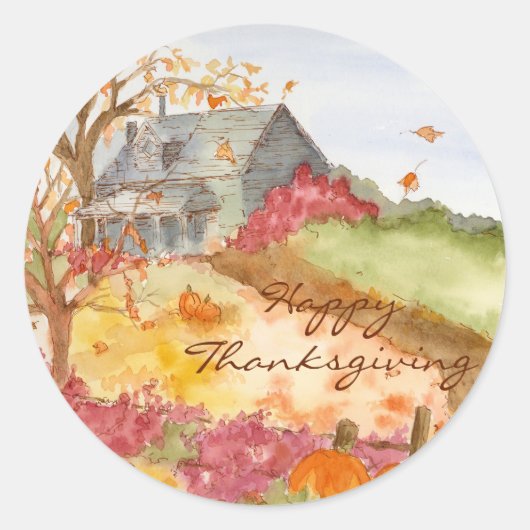 Sticker Rond Pays d'automne Bon thanksgiving d'accueil (Devant)
