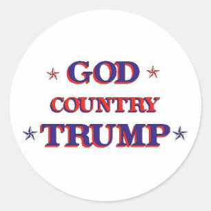 STICKER ROND PAYS DE DIEU TRUMP