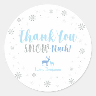 Sticker Rond Pays des merveilles d'hiver, Merci beaucoup neige 