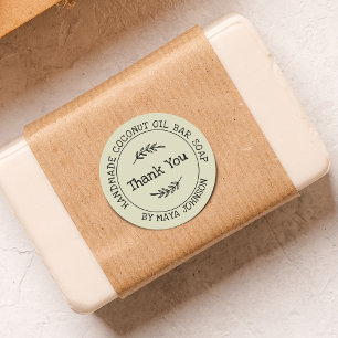 Sticker Rond Pays Dusty Green Merci artisanal