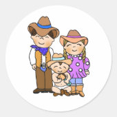 Sticker Rond Pays et Western Cowboy Famille (Devant)