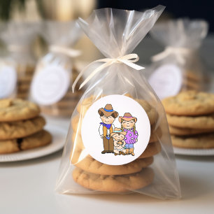 Sticker Rond Pays et Western Cowboy Famille