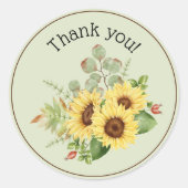 Sticker Rond Pays Merci tournesol (Devant)