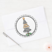 Sticker Rond Pays Noël Buffalo Plaid Rustic Classic Ro (Enveloppe)