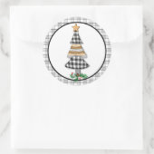 Sticker Rond Pays Noël Buffalo Plaid Rustic Classic Ro (Sac)
