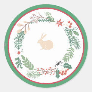 Sticker Rond Pays Noël Sous-déclaré Lapin De Couronne 20