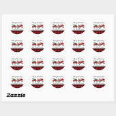 Sticker Rond Pays Russe Buffle Rouge Plaid Noël Round (Feuille)