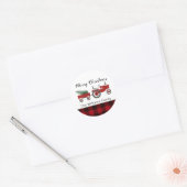 Sticker Rond Pays Russe Buffle Rouge Plaid Noël Round (Enveloppe)
