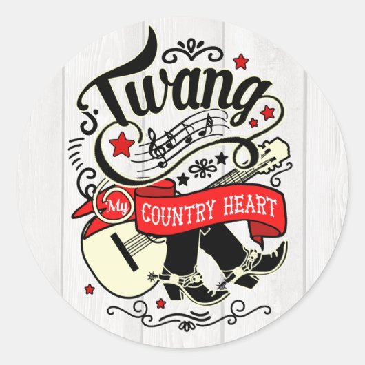 Sticker Rond Pays Twang rouge/noir ID464 (Devant)