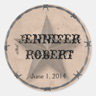 Sticker Rond Pays Western Barbed Wire Enveloppe Sceau