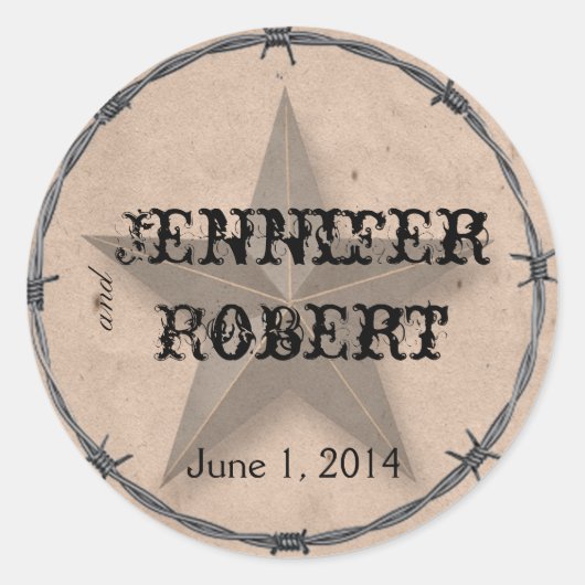 Sticker Rond Pays Western Barbed Wire Enveloppe Sceau (Devant)