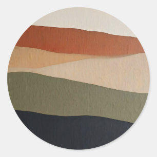 Sticker Rond Paysage Abstrait Couches Terreux