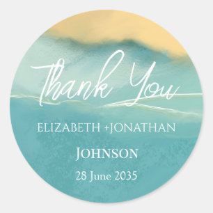 Sticker Rond Paysage artistique Abstrait Mariage Merci