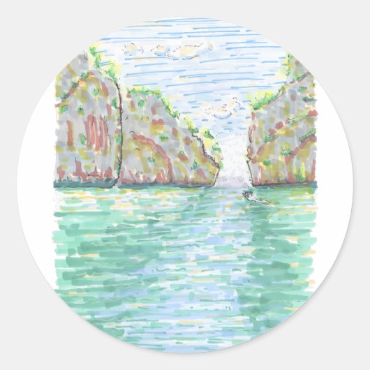 Sticker Rond Paysage coloré de Phuket en Thaïlande (Devant)