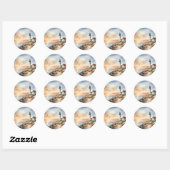 Sticker Rond Paysage côtier paisible Phare d'aquarelle (Feuille)