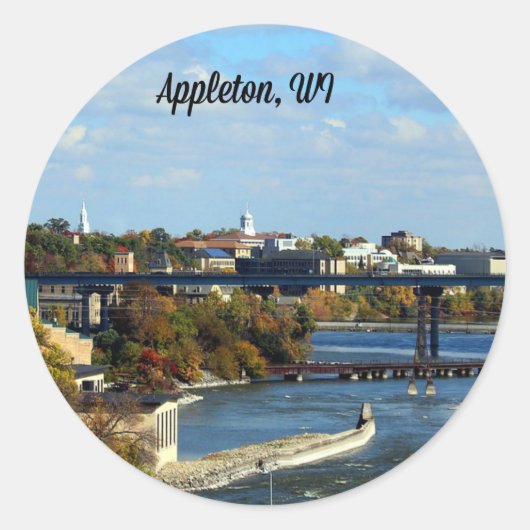 Sticker Rond paysage d'Appleton, Wisconsin (Devant)