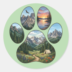 Sticker Rond Paysage de Montagne Amateur de la Nature Graphique