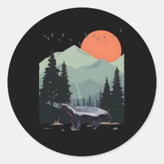 Sticker Rond Paysage de montagne Aventure E Tree Honey Badger