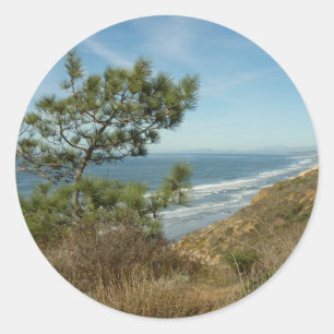 Sticker Rond Paysage de Torrey Pine et de la côte californienne
