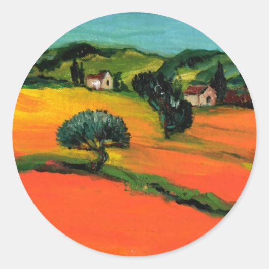 STICKER ROND PAYSAGE DE TOSCANE AVEC DÉBORDEMENT (Devant)