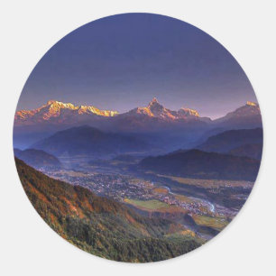 Sticker Rond Paysage de vue : L'HIMALAYA POKHARA NÉPAL