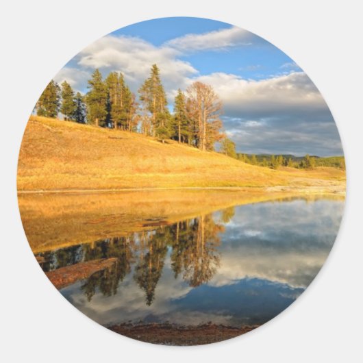 Sticker Rond Paysage de Yellowstone (Devant)