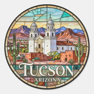 Sticker Rond Paysage désertique moderne de Tucson 🌵