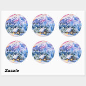 Sticker Rond Paysage d'hiver (Feuille)