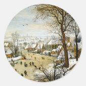 Sticker Rond Paysage d'hiver avec patineurs de glace Art (Devant)