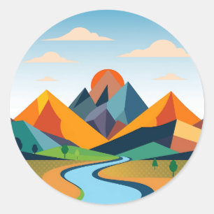 Sticker Rond Paysage géométrique Abstrait