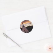 Sticker Rond Paysage indien de Teepee Sunset (Enveloppe)