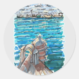 Sticker Rond Paysage marin serein à San Juan de Ulua, Veracruz