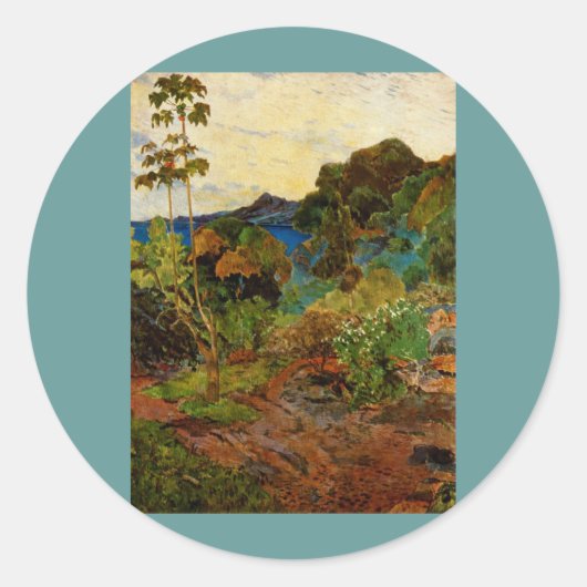Sticker Rond Paysage Martinique de Paul Gauguin (1887) (Devant)